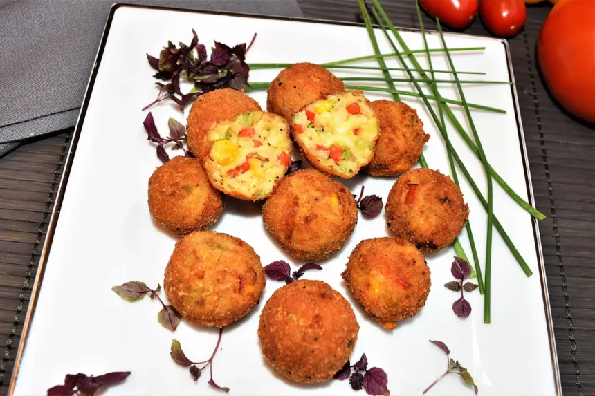 Frittierte vegetarische Bällchen mit Broccoli 14