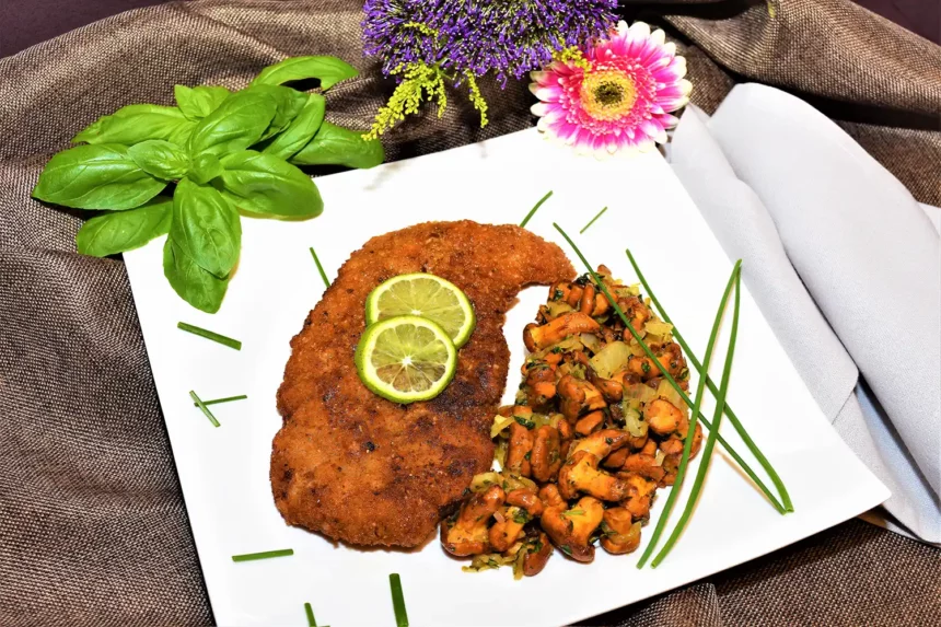 Pfifferlinge mit Schnitzel in Erdnusspanade Rezept