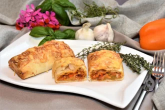 Pizza Rolle in Filo Teig Backrezept