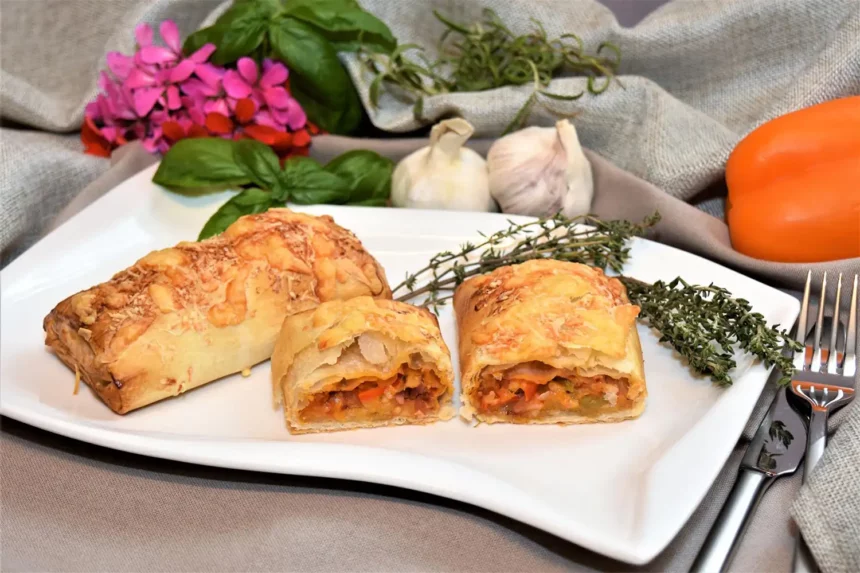 Pizza Rolle in Filo Teig Backrezept