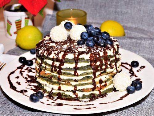 Heidelbeer Pancake mit Raffaelo Creme Rezept