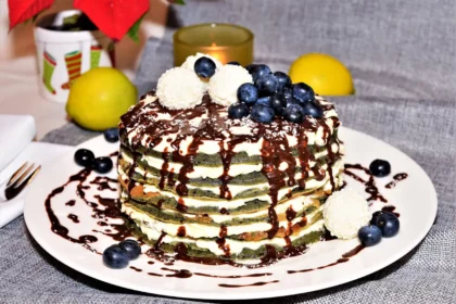 Heidelbeer Pancake mit Raffaelo Creme Rezept