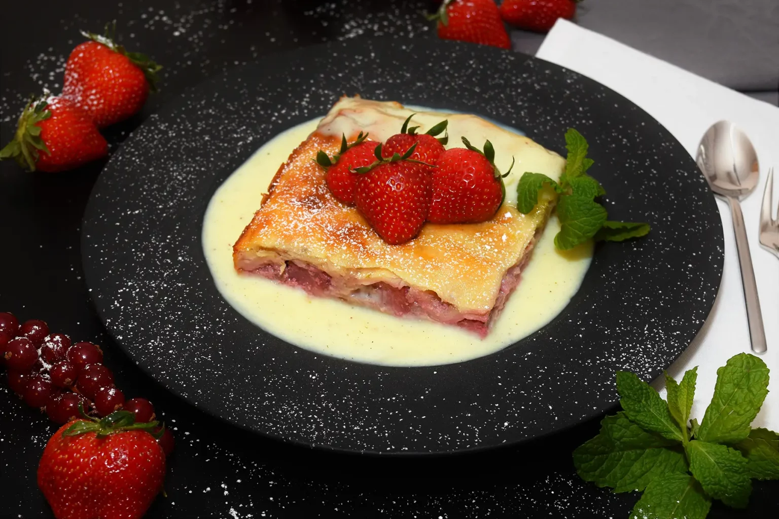 Schichtkuchen mit Joghurt-Erdbeeren Dessert Rezept aus Mazedonien