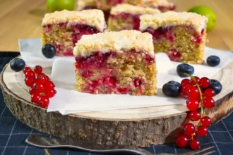 Mandel-Grieß Kuchen mit Johannisbeeren-Rezepte-ballesworld