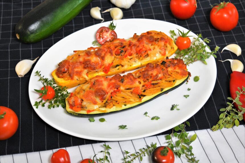 Überbackene Zucchini mit Spaghetti Füllung -Rezept-ballesworld