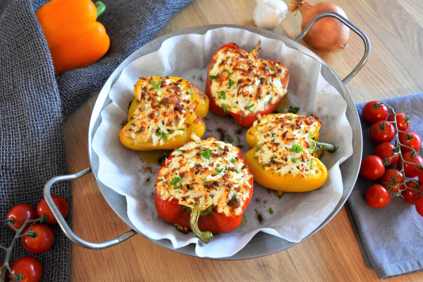 Mit weißen Bohnen gefüllte Paprika