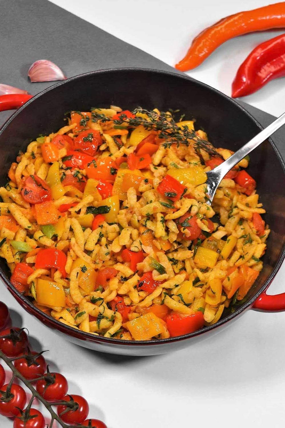 Spätzle mit gebratenem Gemüse-Vegetarisch-ballesworld