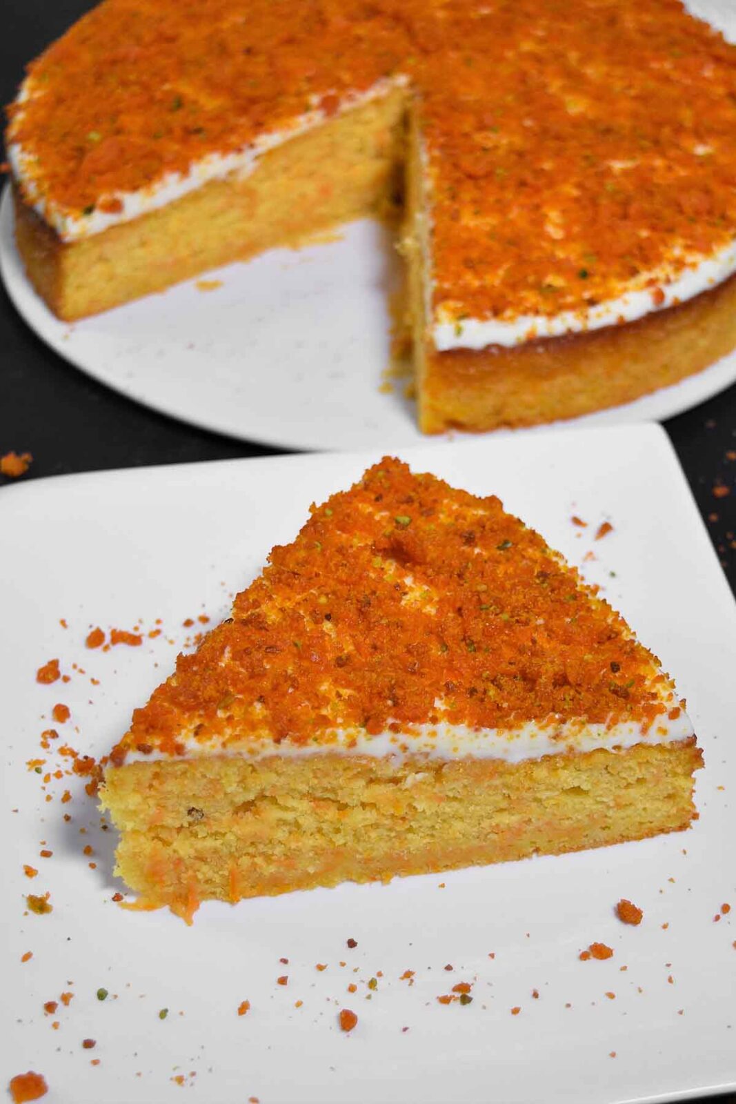 Möhren Orangen Kuchen mit Crunch-Dessert-ballesworld