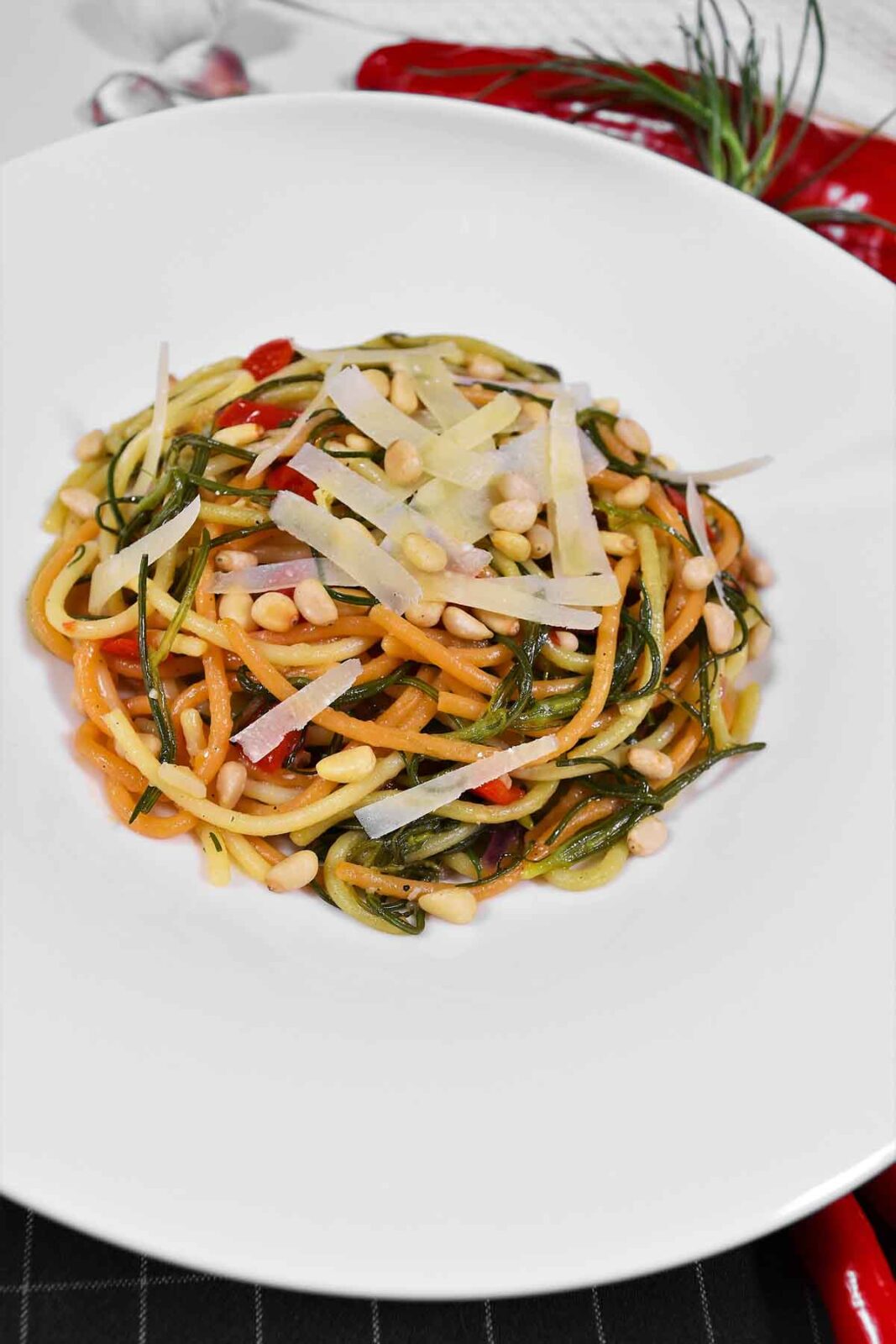 Mönchsbart-Knoblauch Spaghetti-Pasta Gerichte-ballesworld