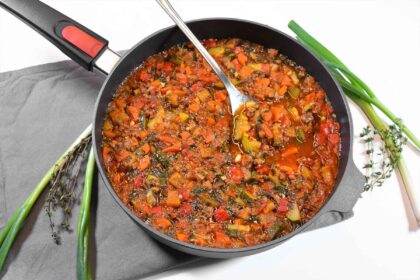 Zucchini Auberginen Pfanne-Anrichten-ballesworld