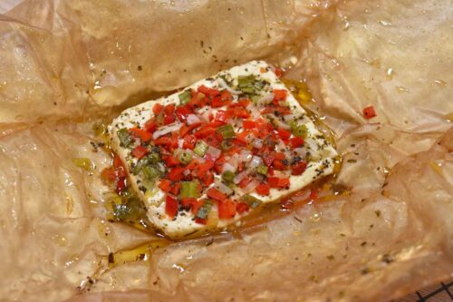 Feta Käse vom Grill mit Gemüse-Anrichten-ballesworld