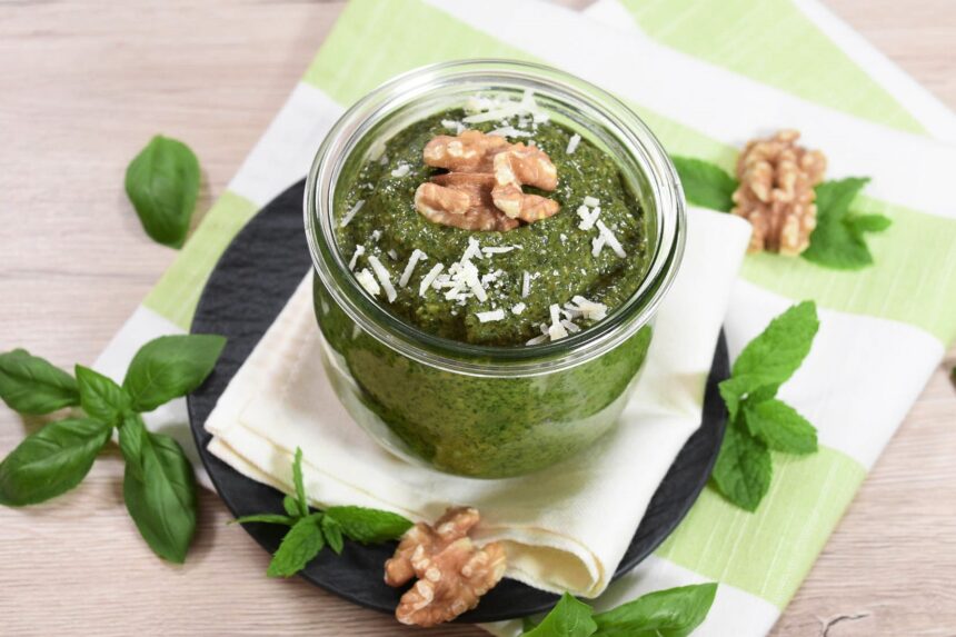 Basilikum-Minze Pesto mit Walnüssen-Rezept-ballesworld