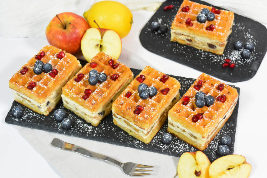 Waffelkuchen mit Apfelkompott-Rezept-ballesworld