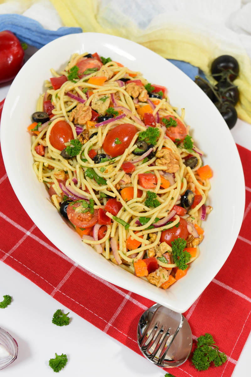 Spaghetti Salat nach mediterraner Art-Rezeptideen-ballesworld