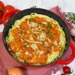 Spaghetti mit Chicorée-Tomaten-Sahne Soße-Rezept-ballesworld