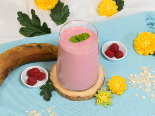Himbeer-Bananen Smoothie mit Haferflocken-Rezept-ballesworld