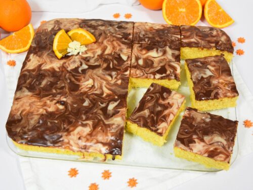 Orangenkuchen vom Blech mit Kakao-Zucker-Glasur-Rezept-ballesworld