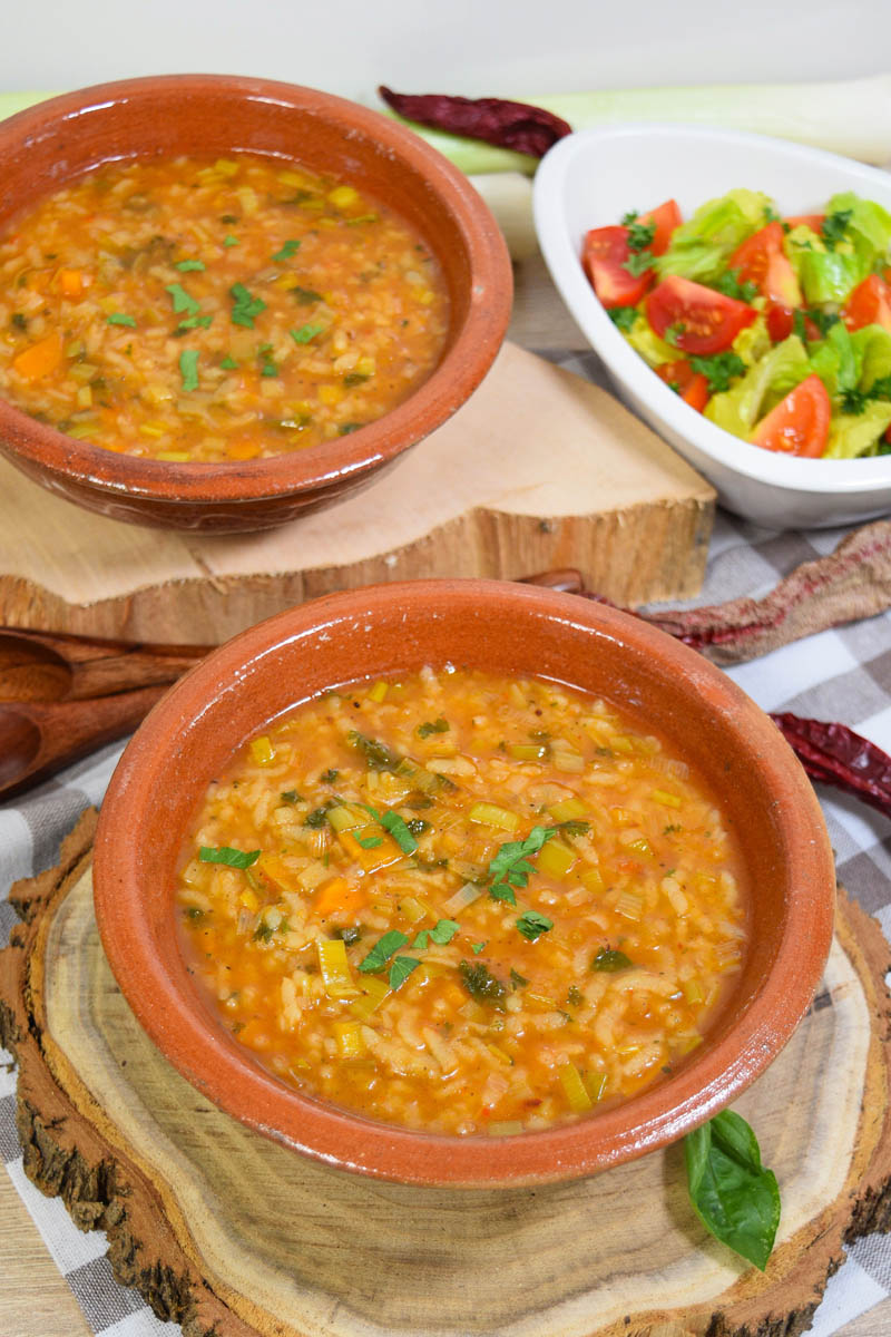 Vegane Lauch-Reis Suppe-Eintopf-ballesworld