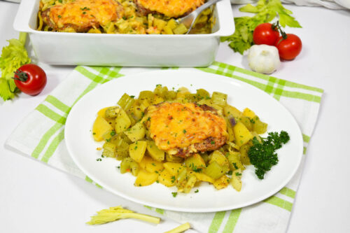 Staudensellerie-Kartoffel-Steak Gratin-Anrichten-ballesworld