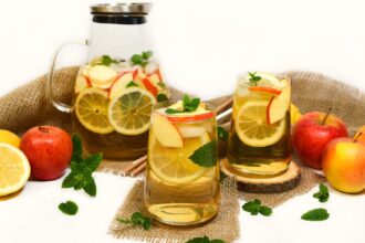 Spritzige Apfelschorle mit Minznote-Rezept-ballesworld