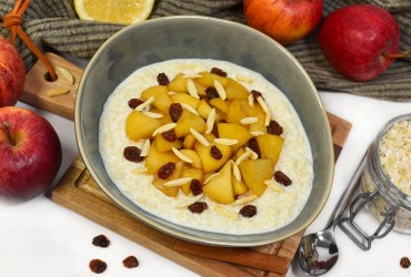 Reisflocken Porridge mit Apfel und Rosinen-Rezept-ballesworld