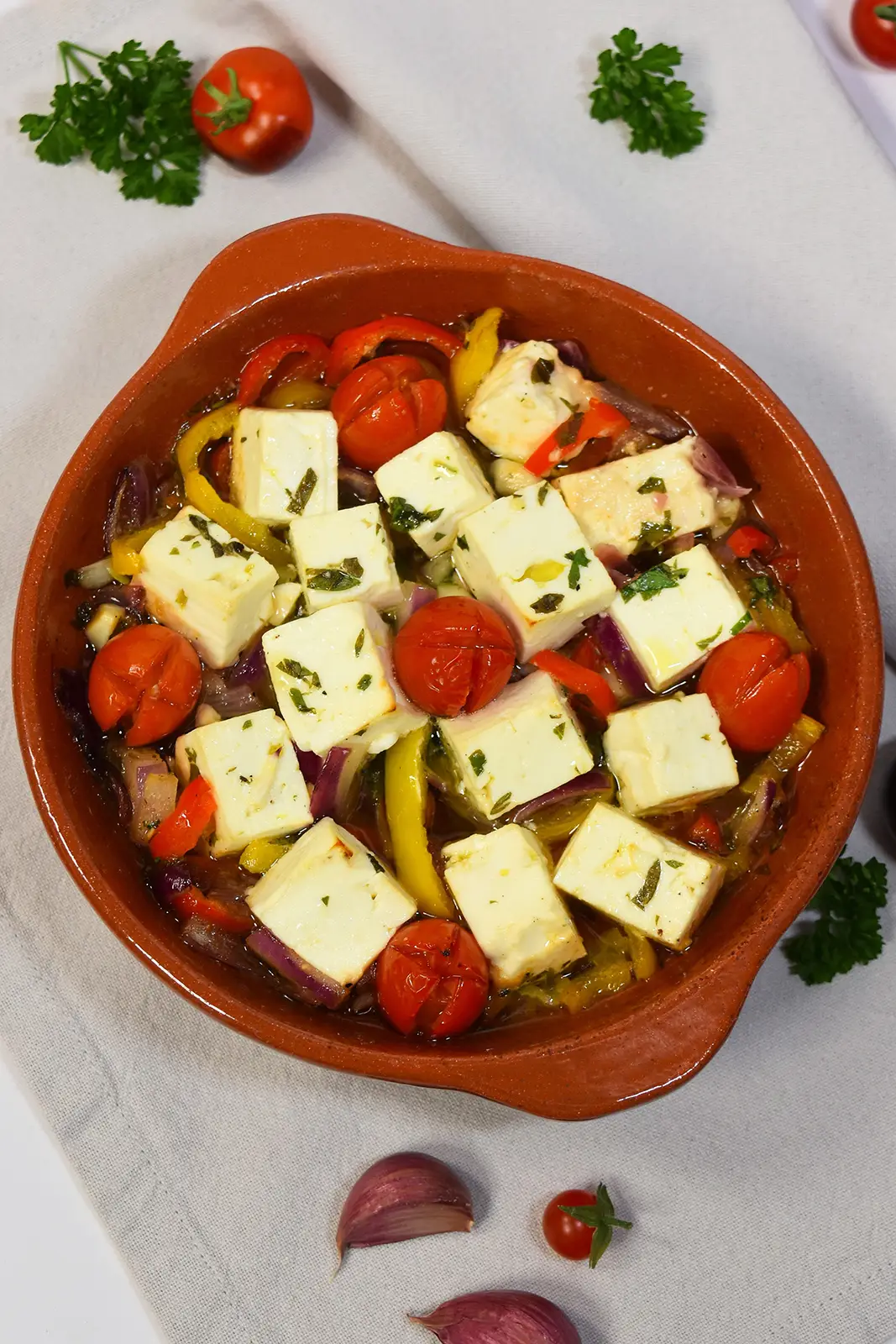 Feta vom Grill auf Gemüse-Olivenöl-Bett-Beilagen-ballesworld