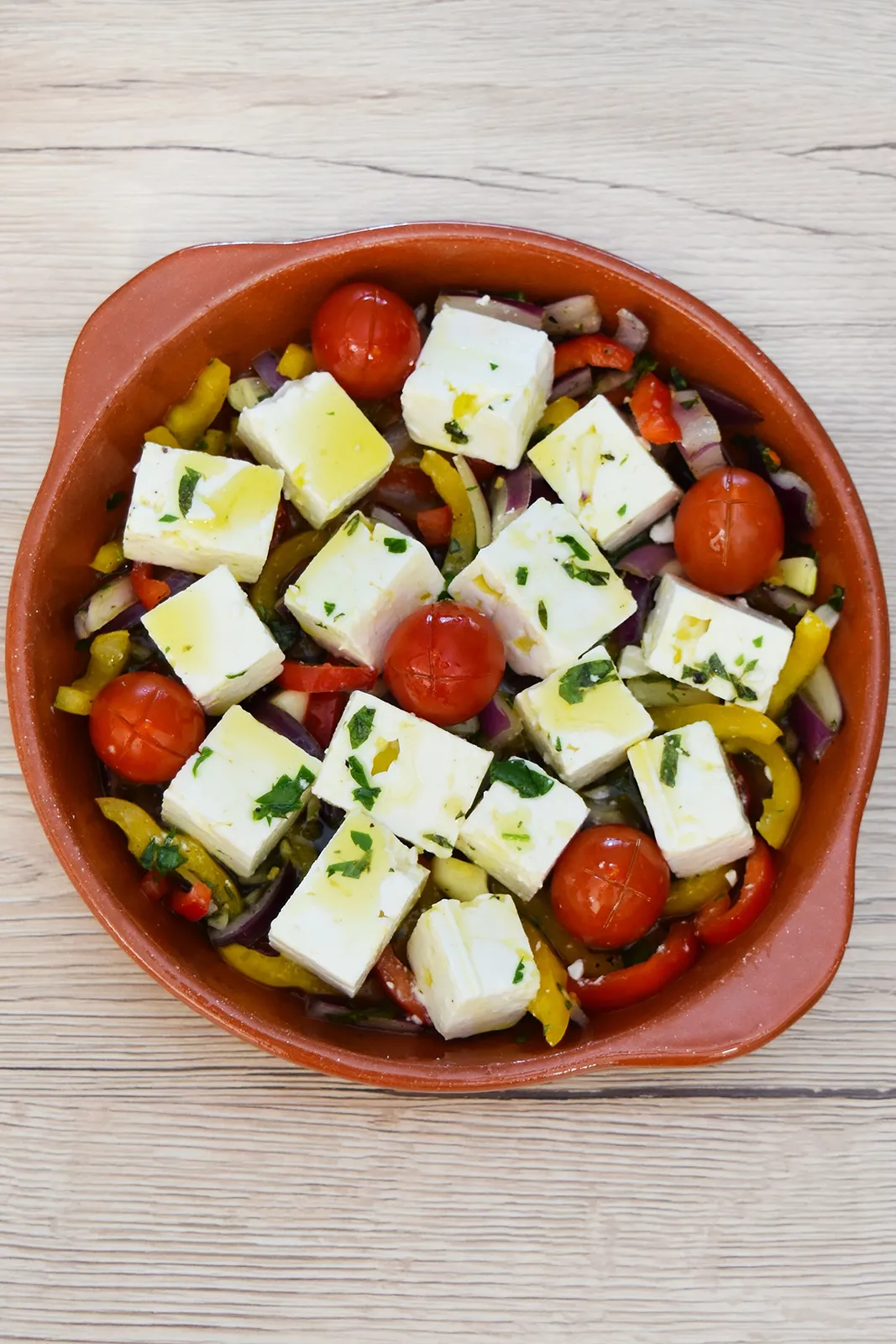 Feta vom Grill auf Gemüse-Olivenöl-Bett-Rezeptideen-ballesworld