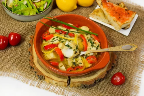 Dorschfilet in Olivenöl gegrillt-Servieren-ballesworld