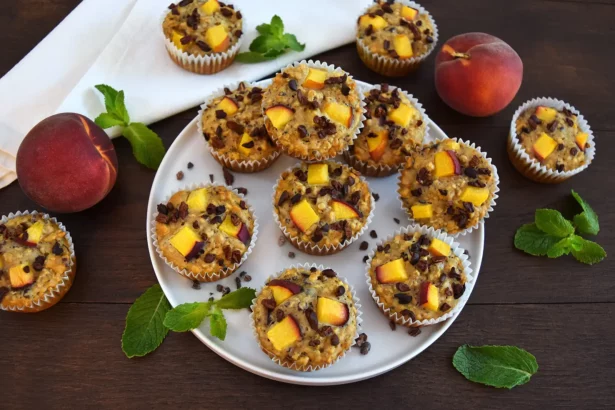 Haferflocken-Muffins mit Pfirsich und Kakaonibs-Rezept-ballesworld