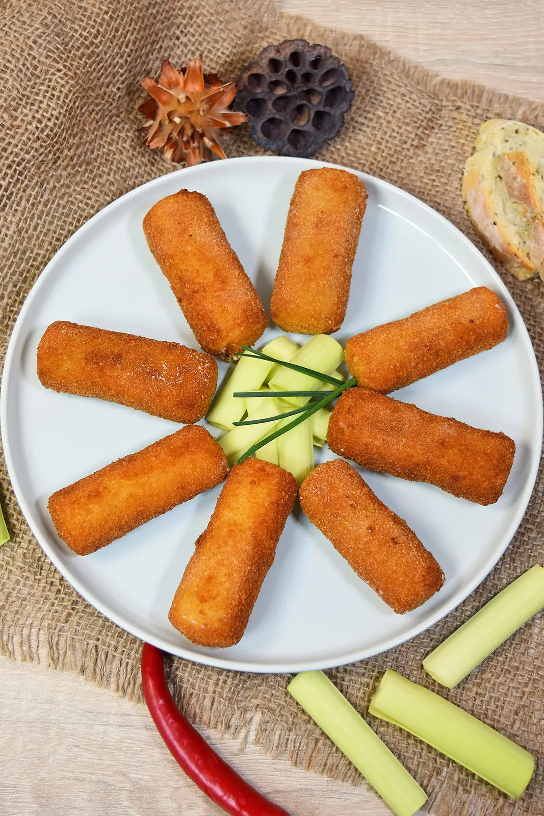 Panierte Lauch Sticks mit Käsefüllung-Vegetarisch-ballesworld