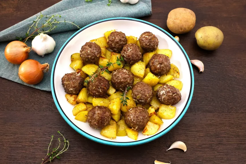 Kartoffeln mit Hackbällchen aus der Heißluftfritteuse-Rezept-ballesworld