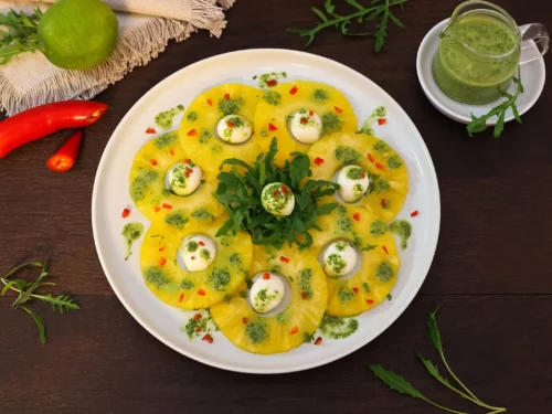 Ananas Carpaccio mit Rucola Dressing-Rezept-ballesworld