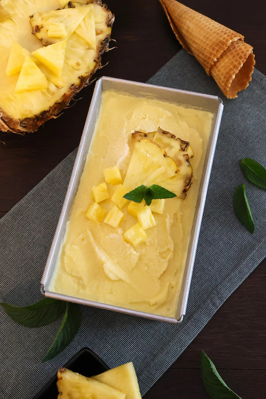 Ananas Sahne Eis selber machen-Dessert-ballesworld