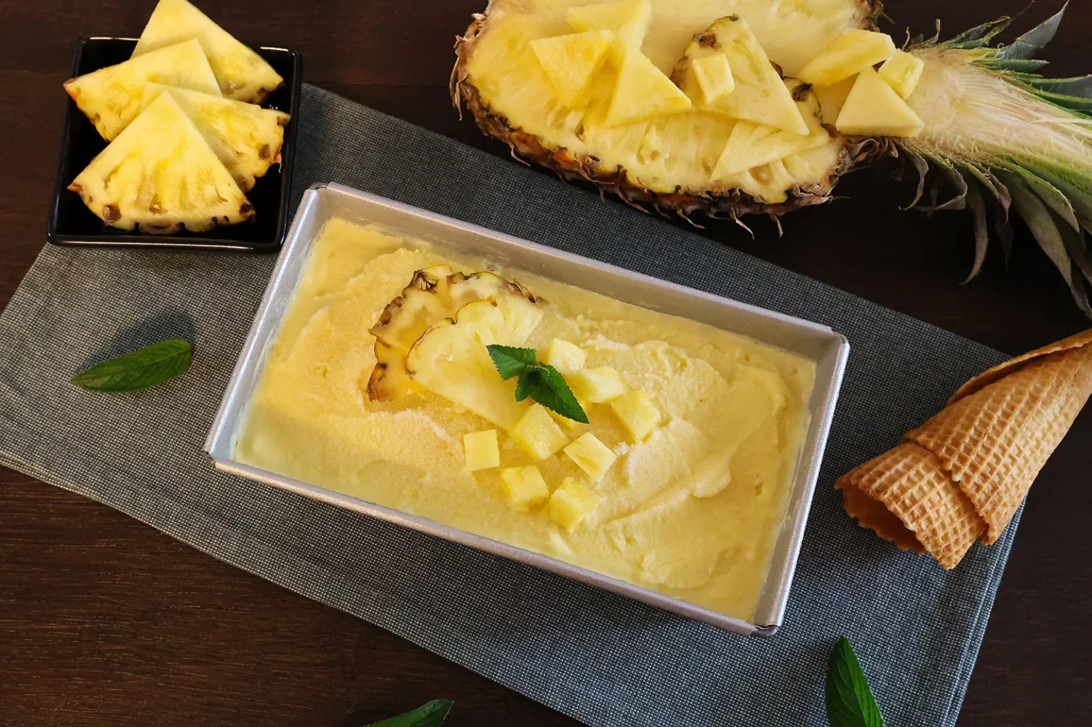 Ananas Sahne Eis selber machen-Rezept-ballesworld