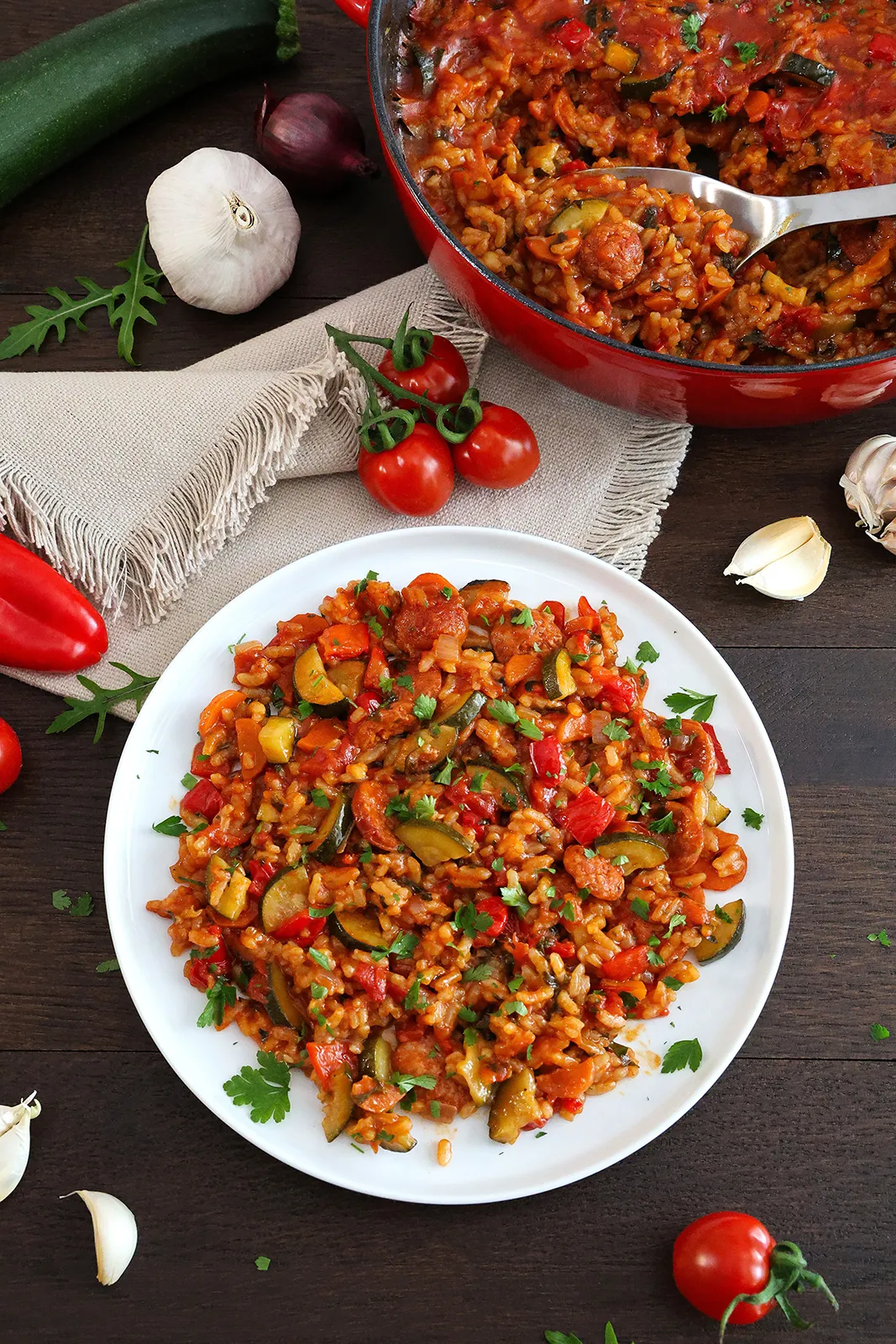 Mediterraner Ofenreis mit Chorizo-Hauptgericht-ballesworld