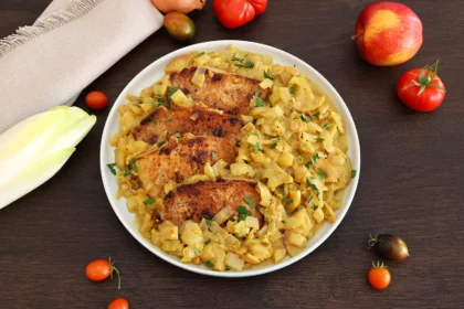 Schweinesteak mit Chicorée-Apfel-Soße-Rezept-ballesworld
